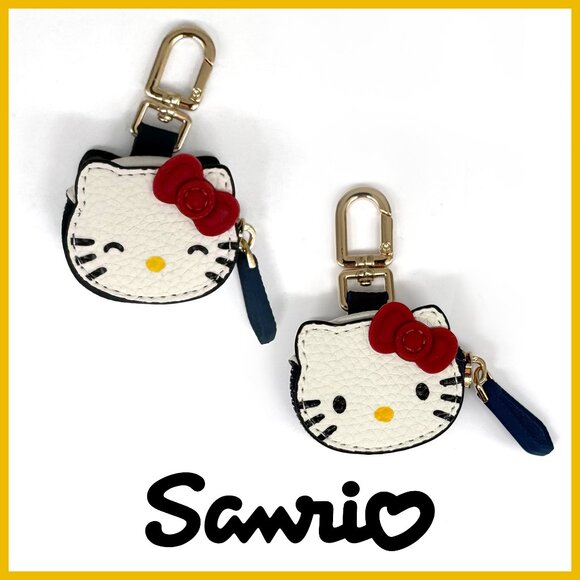 BUY NOW—NEW Hello Kitty Air Tag Holder Bag Charm/ Keychain Pebbled Vegan Leather - Picture 1 of 6